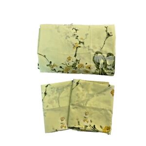 Vintage Springmaid Yellow Birds 3 Pc FULL Sheet Set ‎ Fitted, 2 Pillowcases